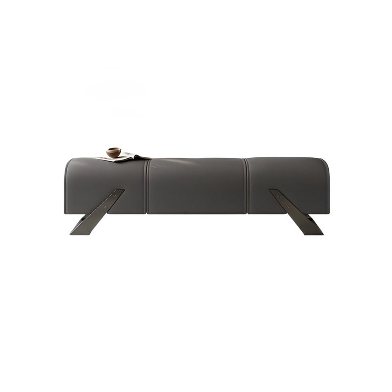 Banc rembourré en cuir véritable, H 16,53 po x l 62,99 po x P 17,71 po