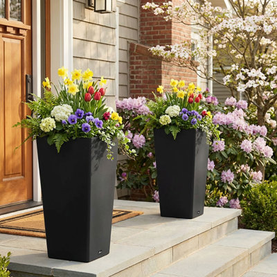 Tall 28" Square Planter Box with Plant Shelf Insert