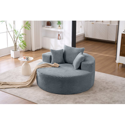 Fauteuil d'appoint, canapé simple rond de 55 po, fauteuil-lit moderne moelleux pour le salon, la chambre à coucher, le salon et la salle de projection, aucun assemblage requis