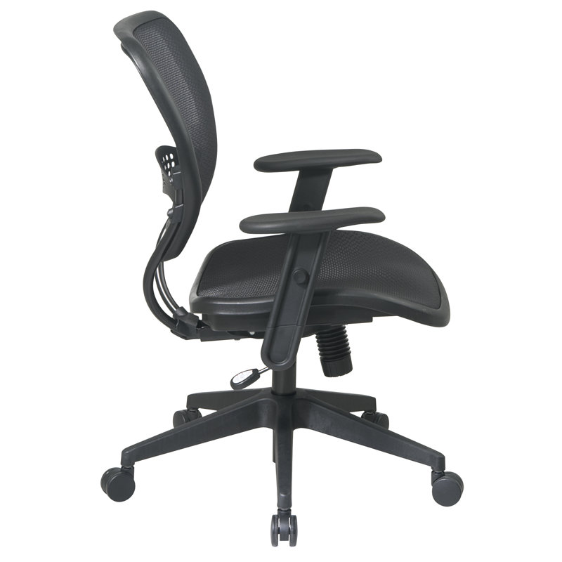 Black Mesh and Leather Adjustable Task Chair with Armrests