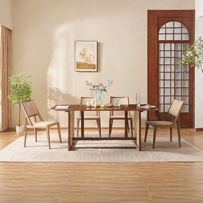 Rattan solid wood dining table set