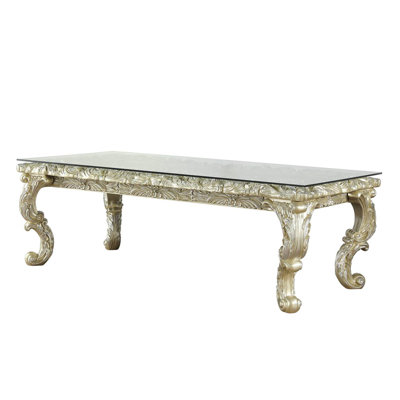 Table de salle à manger avec sculpture, or champagne et argent