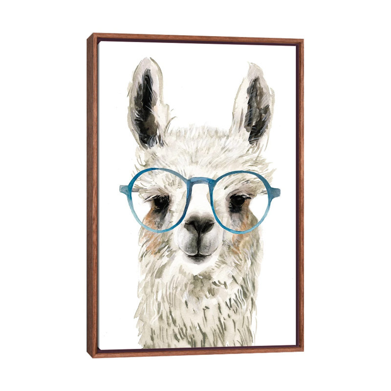 Hip Llama II par Victoria Borges - reproduction d'art, Pas de tapis, Toile avec cadre en bois classique