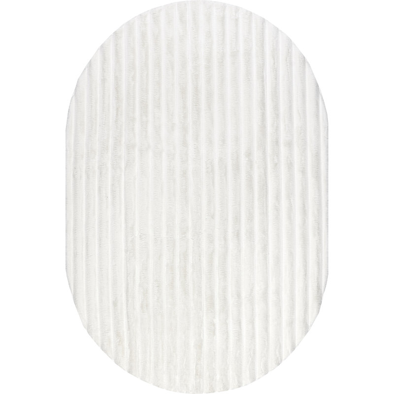 Kai SuperiorWash Stripe Faux Rabbit Machine Washable Area Rug, Oval 5' x 7'6"