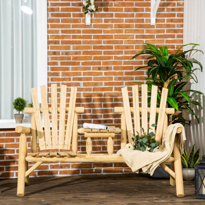 Chaise d'extérieur 2 en bois avec table, foyer d'extérieur pour terrasse, terrasse, cour de style naturel