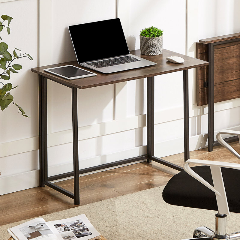 Small Folding Desk Computer Table Sturdy Steel Laptop Table Writing Workstation 31.5" Foldable Table Spaces Saving For Home Office