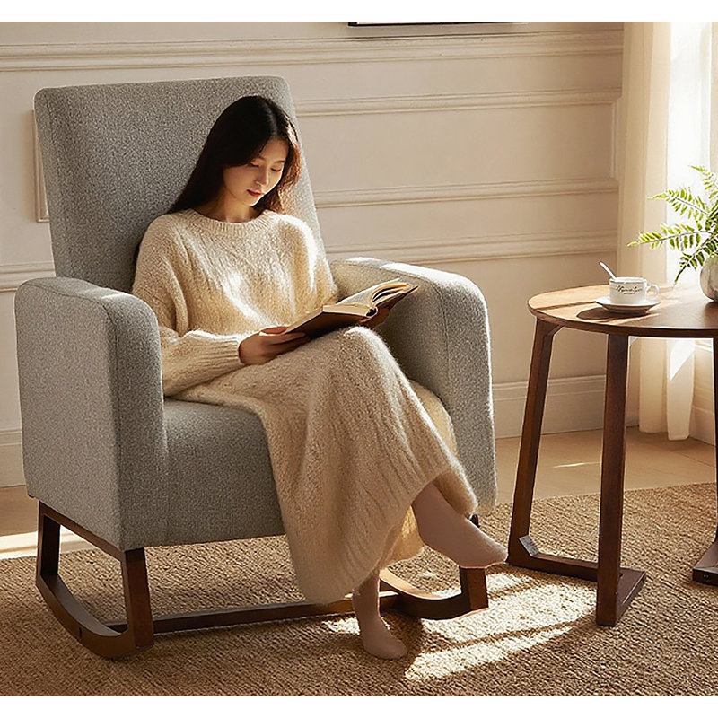 Chaise berçante en bois, fauteuil rembourré
