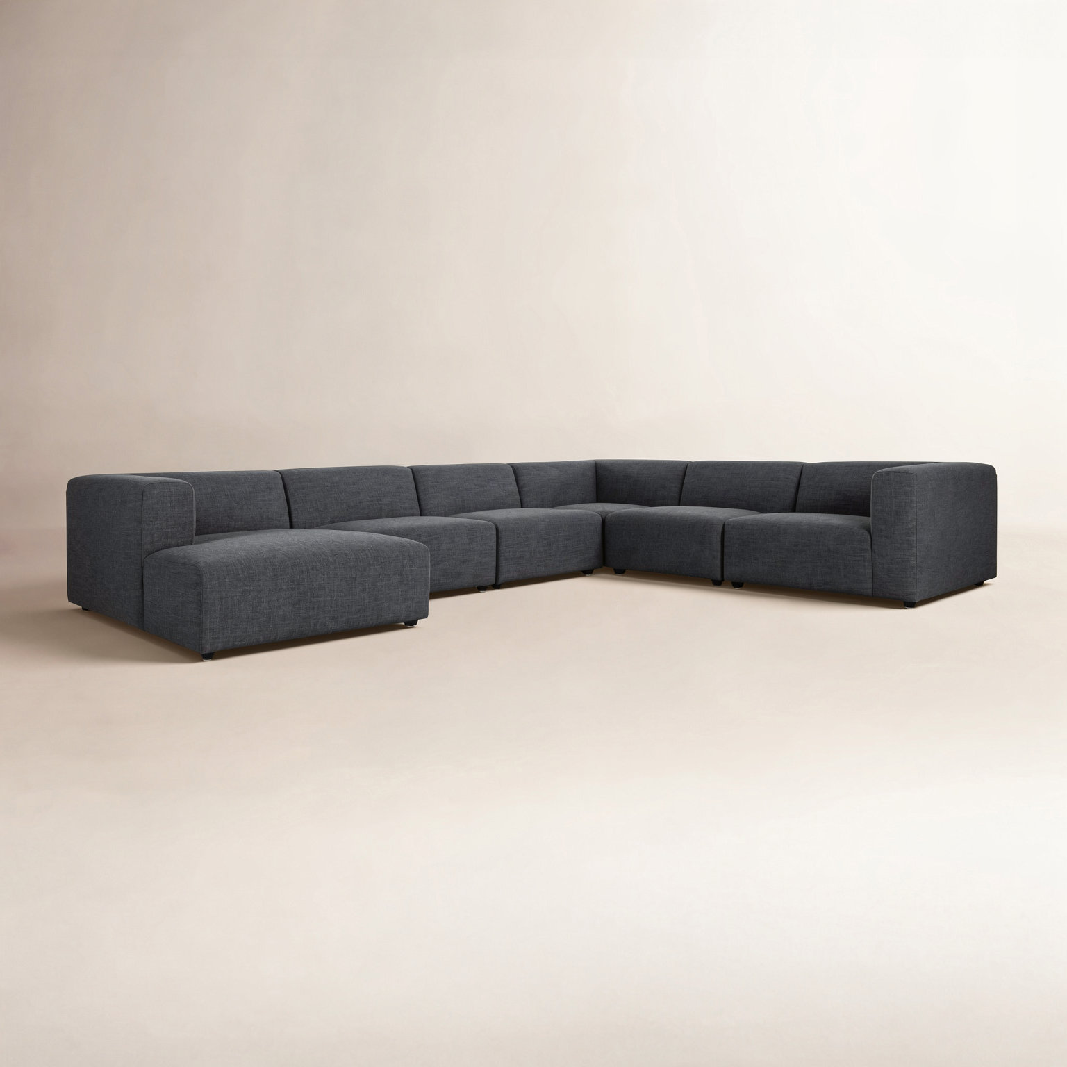 Sloan 6PC Sectional, Left Hand Facing, Saxon Charcoal Polyester Blend