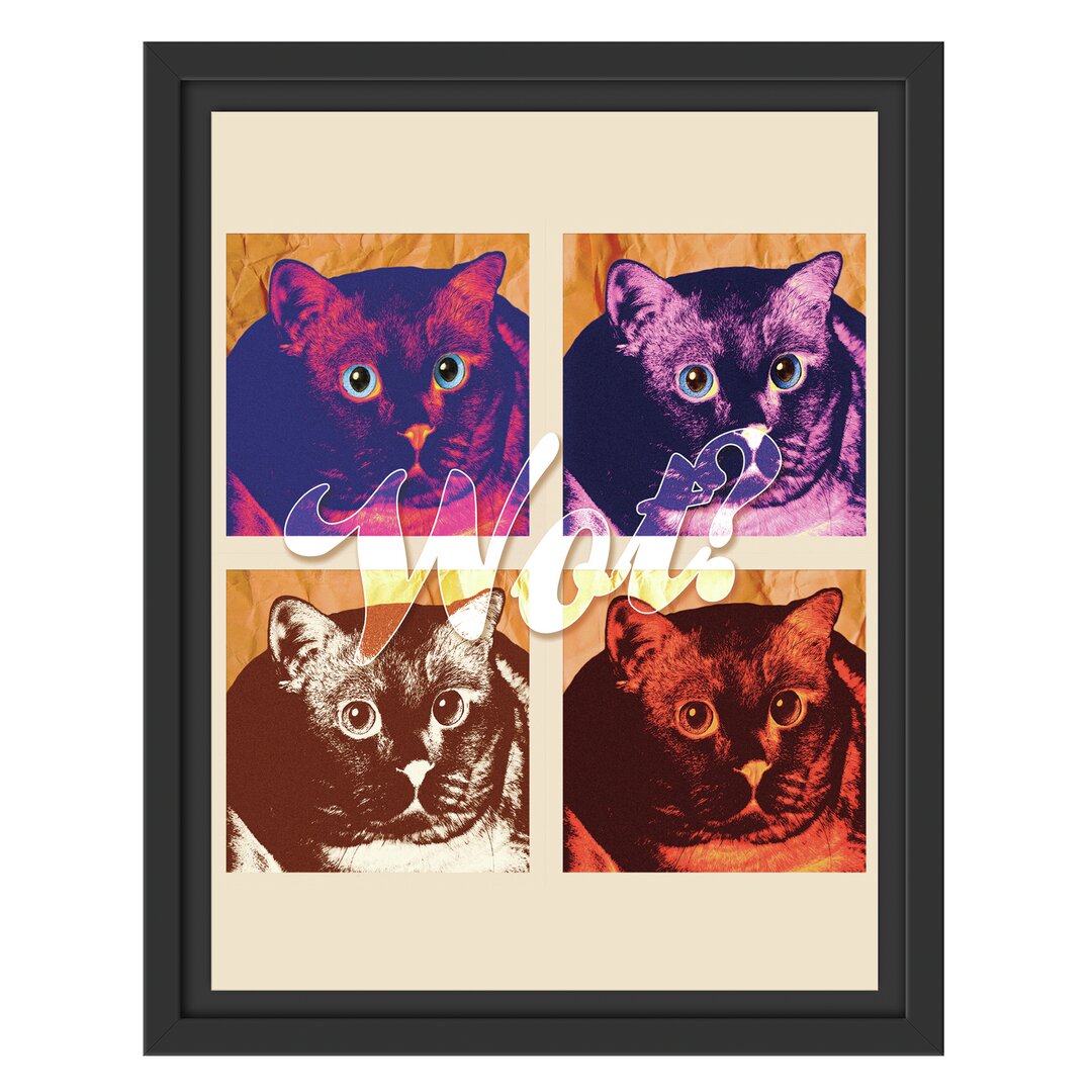 Gerahmtes Wandbild Pop-Art-Katze