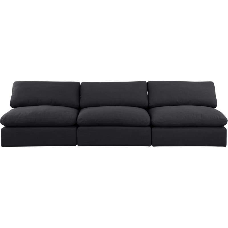 Canapé modulaire en lin 120 ", Tissu texturé en lin noir