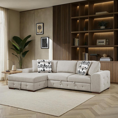Odesser 115" W 2-Piece Chenille Sleeper Sectional