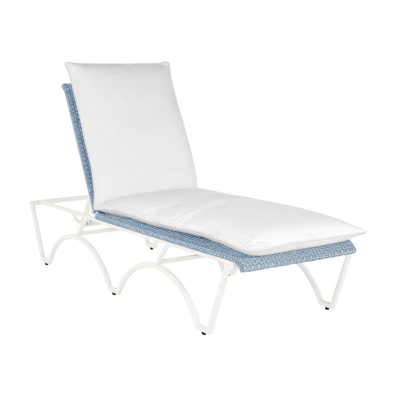 Chaise longue d'extérieur Savoy N-Dura, Trépointe, Dentelle Rollo, Craie / Chambray