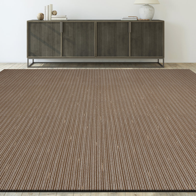Striped Area Rug in Sherbert/Gray, Rectangle 8' x 10'