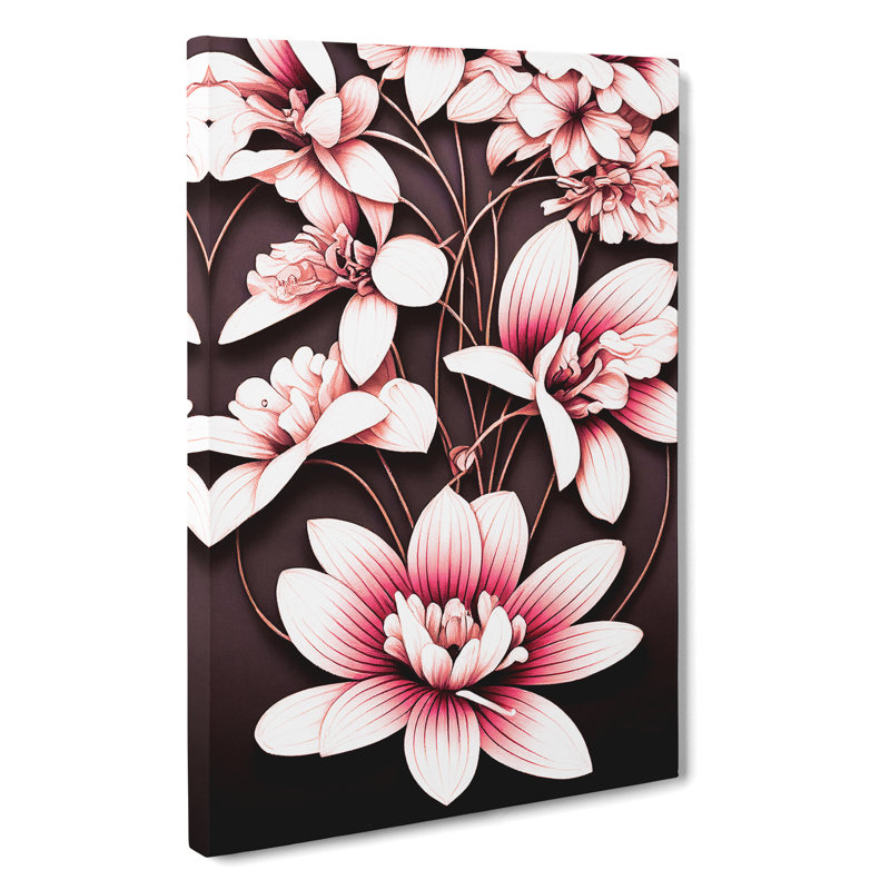 Art Deco Flowers No.3 - Wrapped Canvas, 50cm H x 35cm W x 3cm D