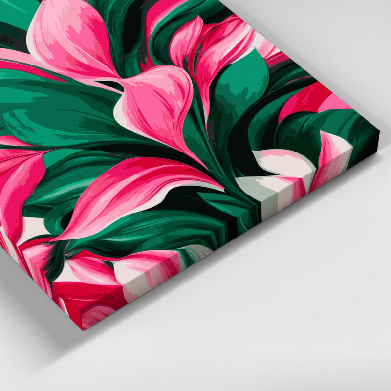 «Abstract Florals 64», art mural sur toile verte, H 32 po x l 32 po