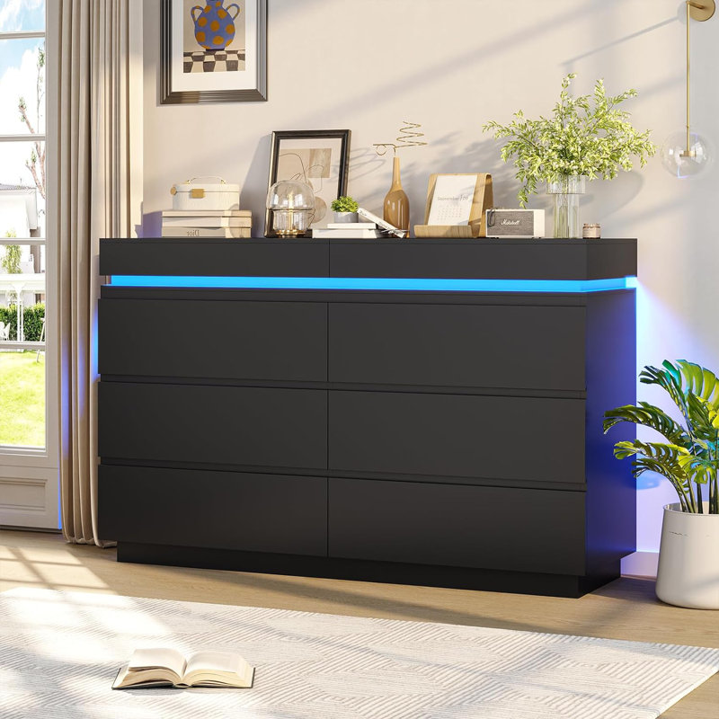 Cataliyah 47.2'' W 6 - Drawer Dresser, Black