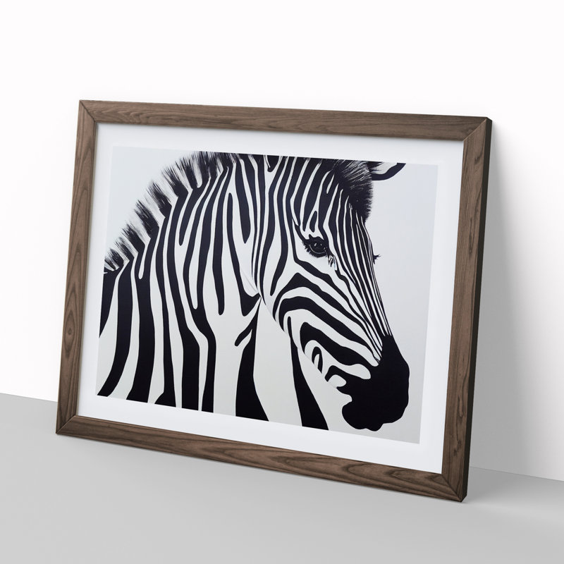 Zebra Portrait Vol.1 - Single Picture Frame Painting, 46cm H x 64cm W x 2cm D, Walnut