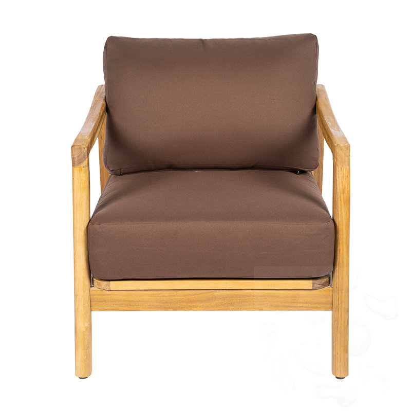 Fauteuil club d'extérieur avec dossier en corde et coussins