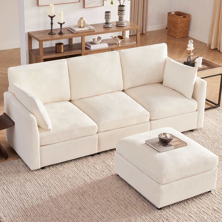 4-Piece Modular Cloud Couch Reversible Sectional with Ottoman