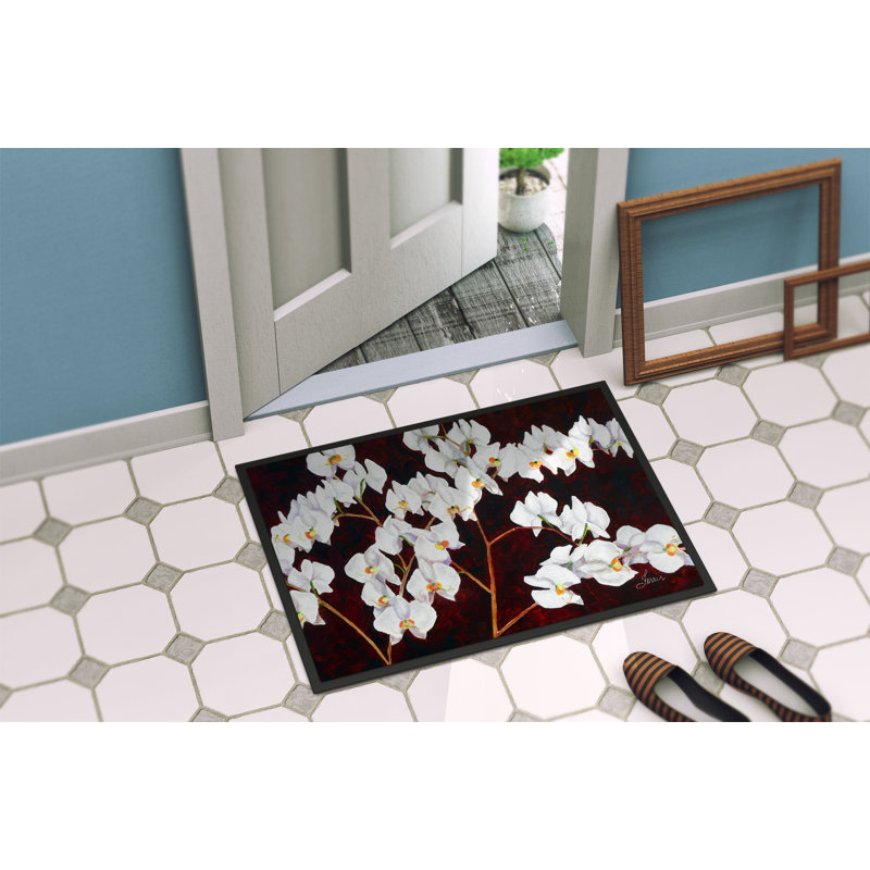 Non-Slip Doormat, 24" W x 36" L, Orchids 