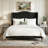 Luxury Velvet Upholstered Platform Bed Frame with 56" Wingback Tufted Headboard and Nailhead Trim, No Box Spring Required-2013483435
