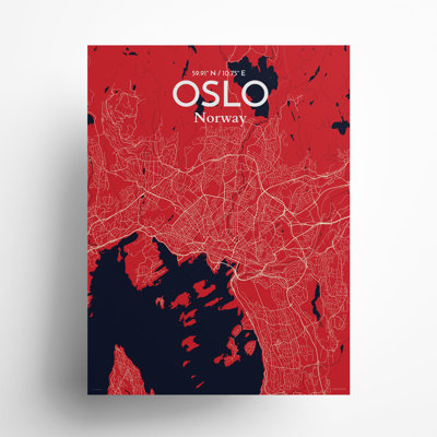 Oslo, carte de la ville, impression