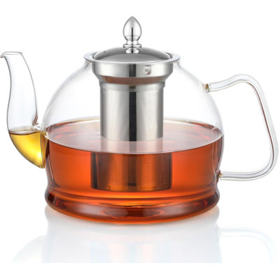 Théière en verre 50 oz avec infuseur amovible, bouilloire pour cuisinière