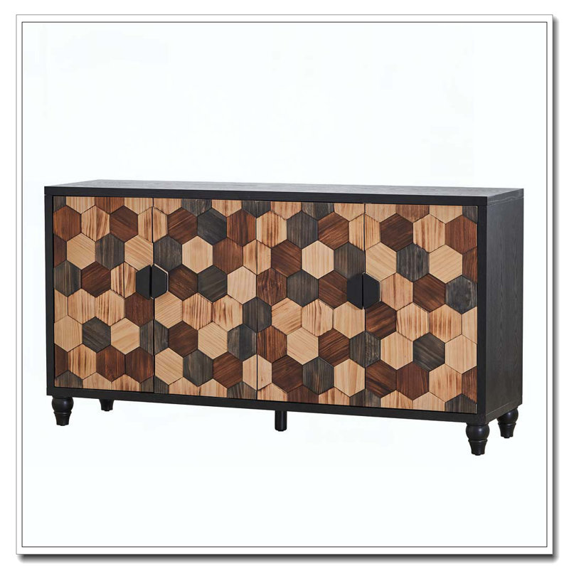 Armoire de rangement avec motif en nid d'abeille, armoire d'appoint moderne avec portes pour buffet de vestibule