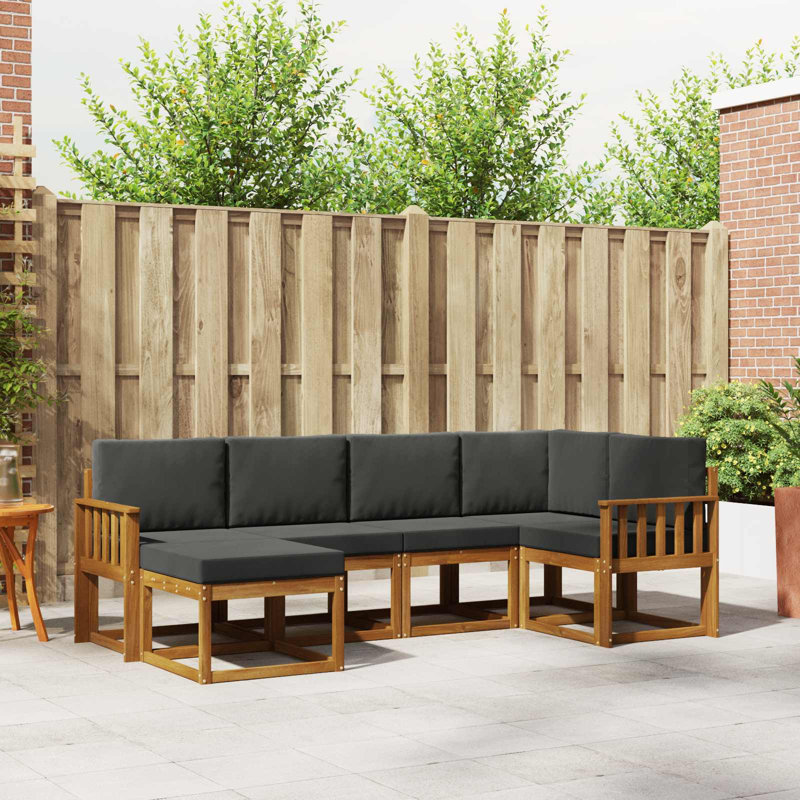 Ensemble de canapés d'extérieur avec coussins vidaXL 6 pièces naturel et anthracite