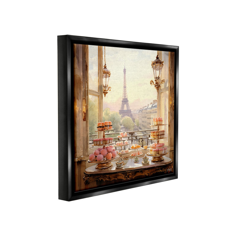 "Elegant Parisian Sweets View" par RB sur toile, Cadre flottant noir de jais, H 25 po x l 25 po
