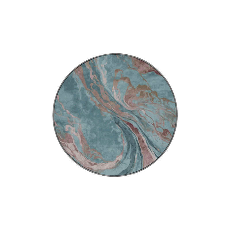 Tapis gris soyeux et moelleux, Rond 6 pi