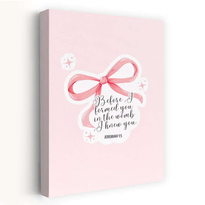 Pink Ribbon Baby Verse Abstract Contemporary Wall Art Print, 45.72cm H x 30.48cm W