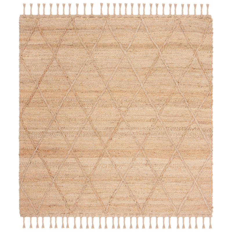 Tapis en jute tissé à la main en fibre naturelle Digio, Carré 8 pi