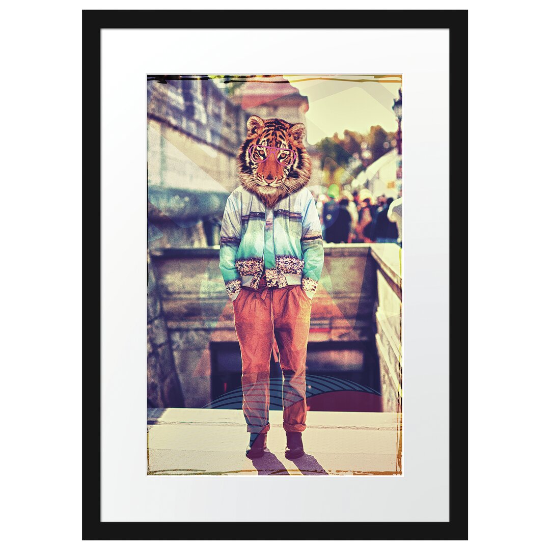 Gerahmtes Poster Tiger-Head Black