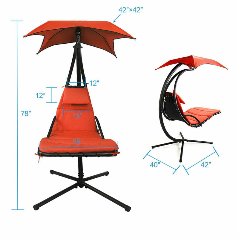 Chaise longue suspendue avec support Nagina, Rouille (rouge)