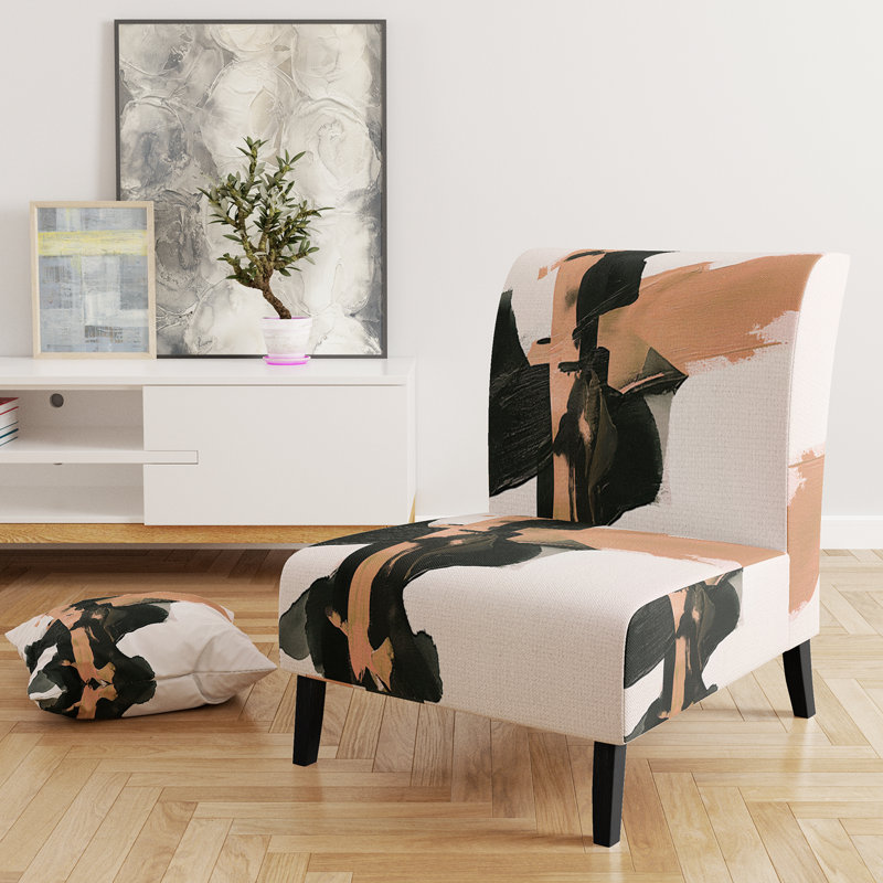Fauteuil de chambre rembourré Geometric IV, Ivoire / crème / beige / blanc / noir