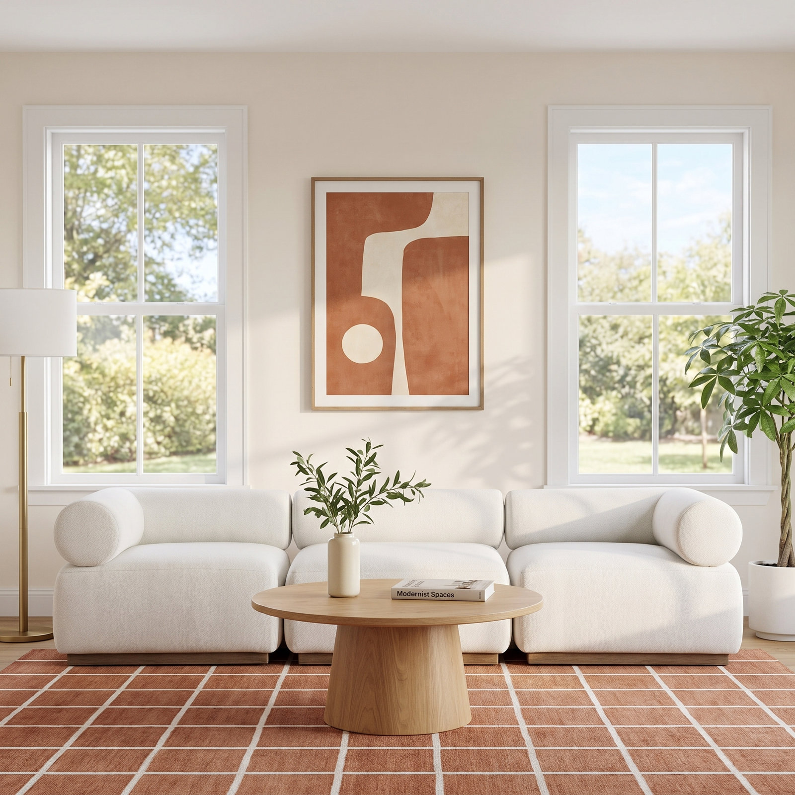Anat Modular Upholstered Sectional, Cream Polypropylene/Olefin