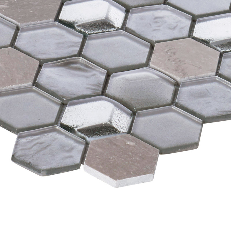 Emperador Marble Mosaic Sheet Tile, White/Gray
