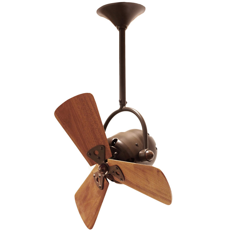 16" Bianca Direcional 3 Blade Ceiling Fan, Bronzette, 5" Downrod, Mahogany