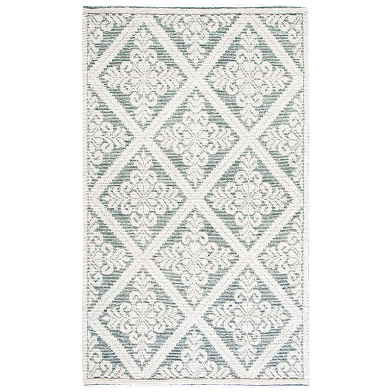 Vermont Hand Woven Wool Damask Rug, Rectangle 3' x 5'