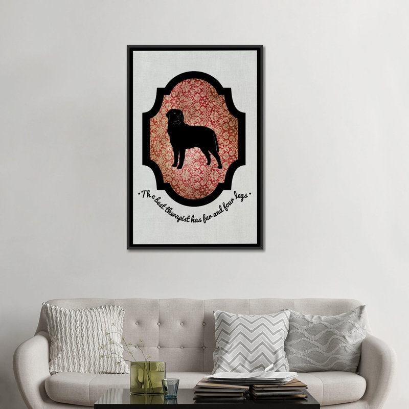 «Rottweiler I» par 5collectif, impression sur toile tendue, H 48 po x l 32 po x P 1,5 po, Toile avec cadre noir, Pas de tapis