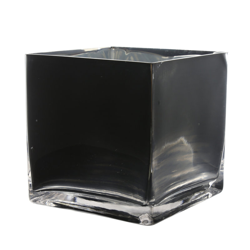 Macie Handmade Glass Table Vase, Black, 6" H x 6" W x 6" D