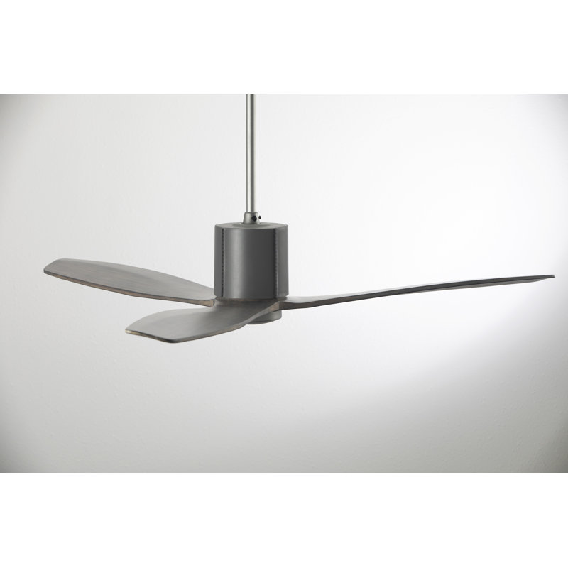 LeatherLuxe LED Downrod Ceiling Fan, Graphite/Gray, Wall/Remote Combo Controls, Graywash