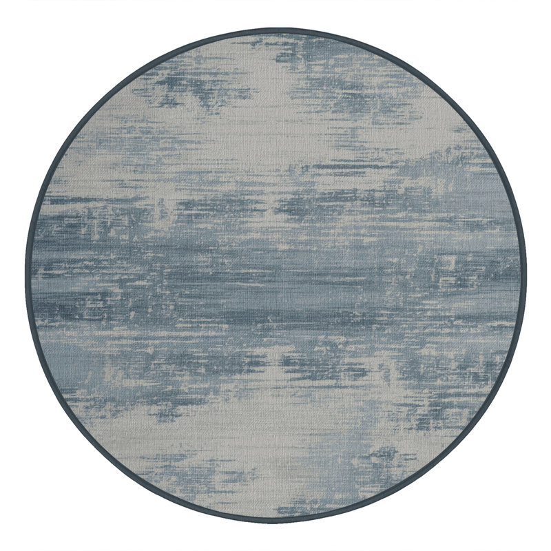 Tapis abstrait gris lavable à la machine, Rond 5 pi