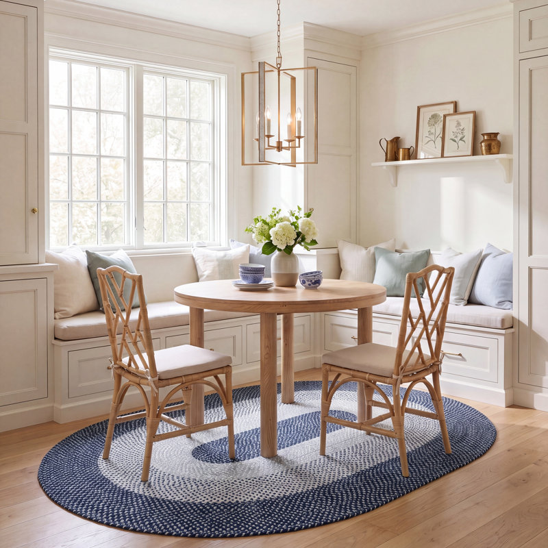 Sepp Hand Woven Cotton Performance Geometric Rug, Oval 5' x 8'