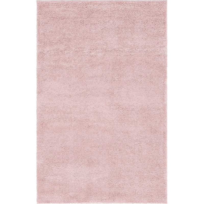 Tapis rose en polypropylène tissé à la machine à poils longs Fragos, Rectangle de 5 pi x 8 pi