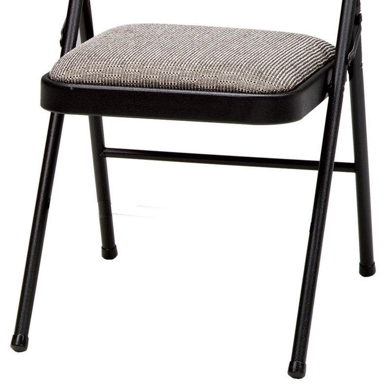 Hershel Sudden Comfort Deluxe Portable Metal Fabric Padded Folding Chair for Home, Outdoor, and Office, Black
