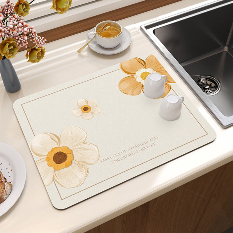 Tapis de séchage en pierre pour bouteille d'eau, Blanc