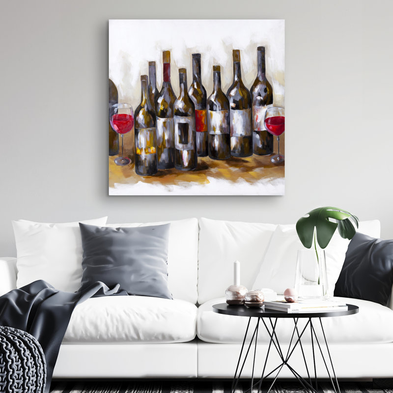 Red wine bottles - 32"x32" art on canvas