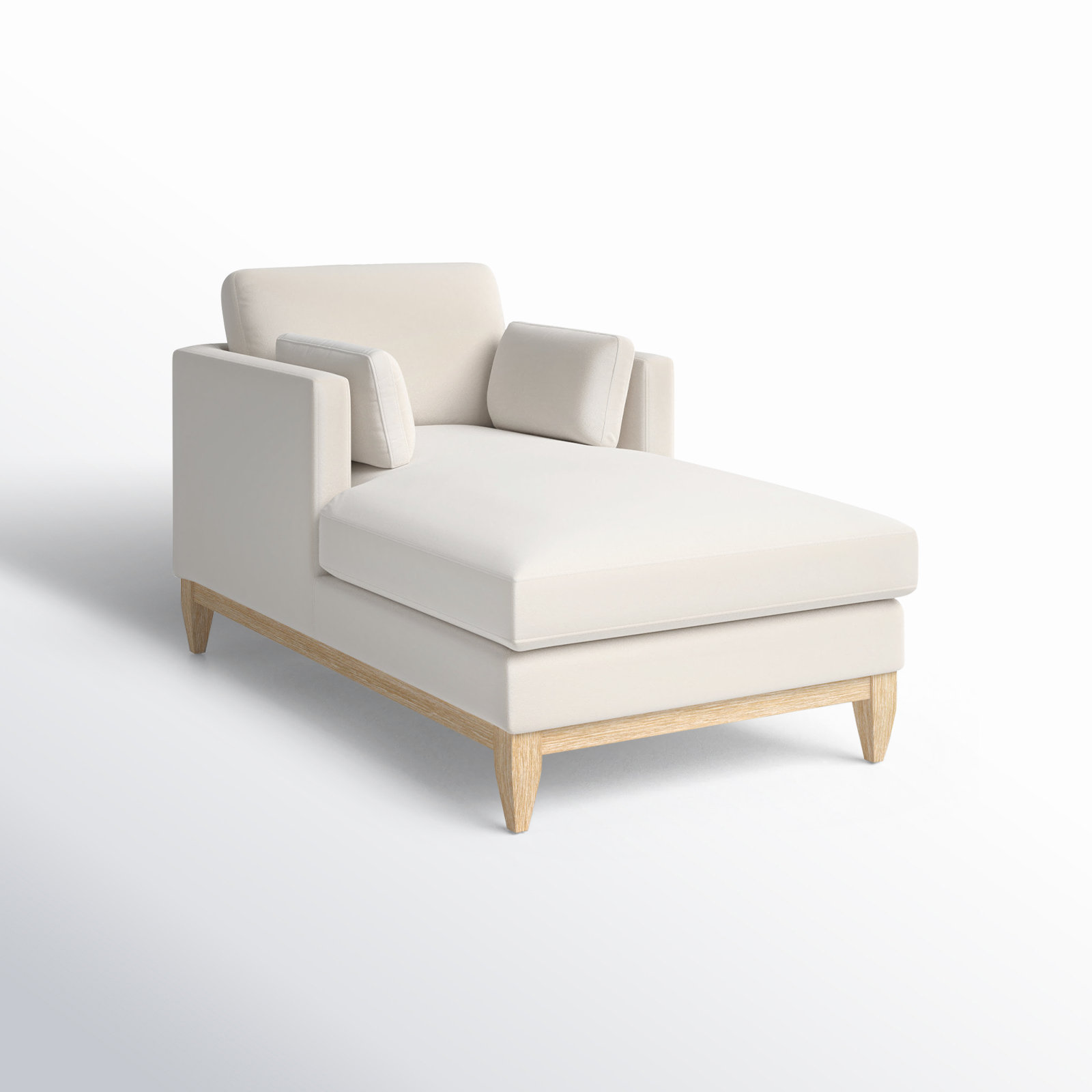 Pera Upholstered Chaise Lounge, French Beige Velvet